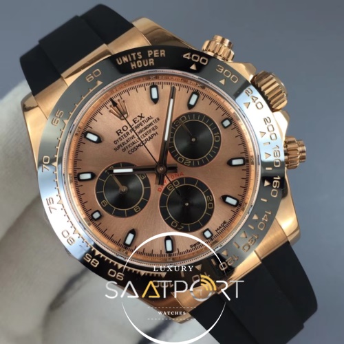 Rolex Daytona 116515 ARF  Rose Gold Dial on Black Rubber Strap A4130 Super Clone V2