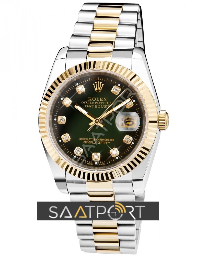 Rolex Datejust Oyster Bayan Saati Two Tone Green