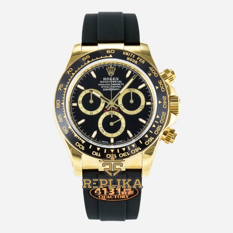 Rolex Daytona Gold 126518LN Siyah Kadran QF Factory 40mm Oysterflex 4131 Super Clone ETA