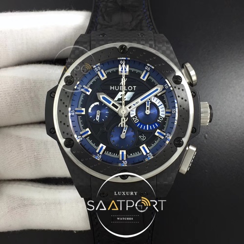 Hublot Big Bang Ferrari F1 Carbon Fiber V6F Limited Edition BlackBlue Dial on Black Leather Strap HUB4100