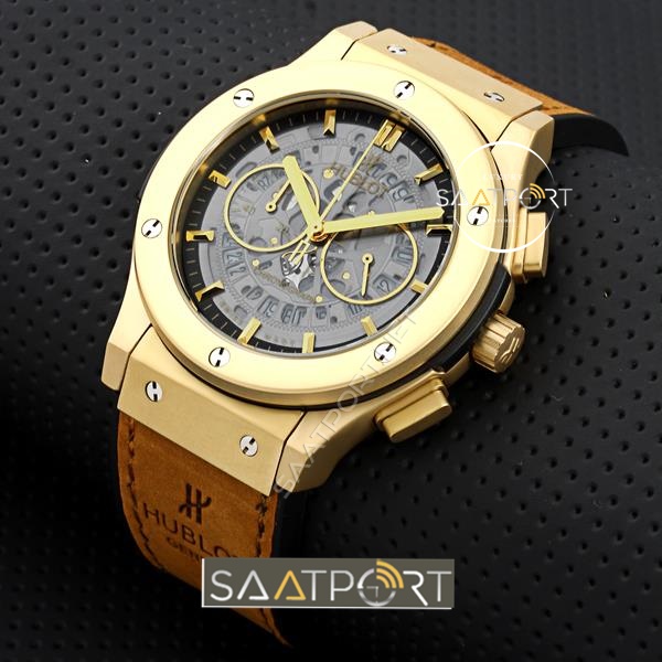 Hublot Sarı Kasa İskelet Görünümlü Cronometreli saat