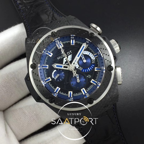 Hublot Big Bang Ferrari F1 Carbon Fiber V6F Limited Edition BlackBlue Dial on Black Leather Strap HUB4100