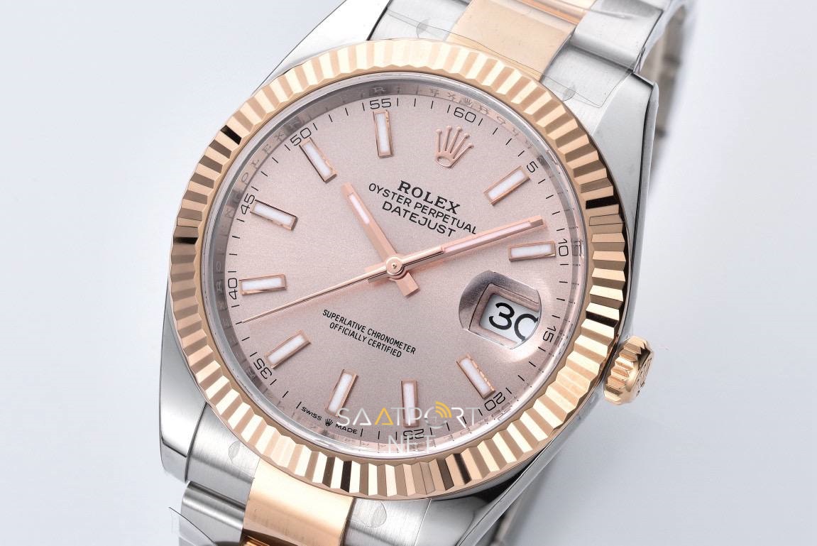 Rolex Datejust 41mm Çelik Rose Altın Sundust 126331 Super Clone Eta clean