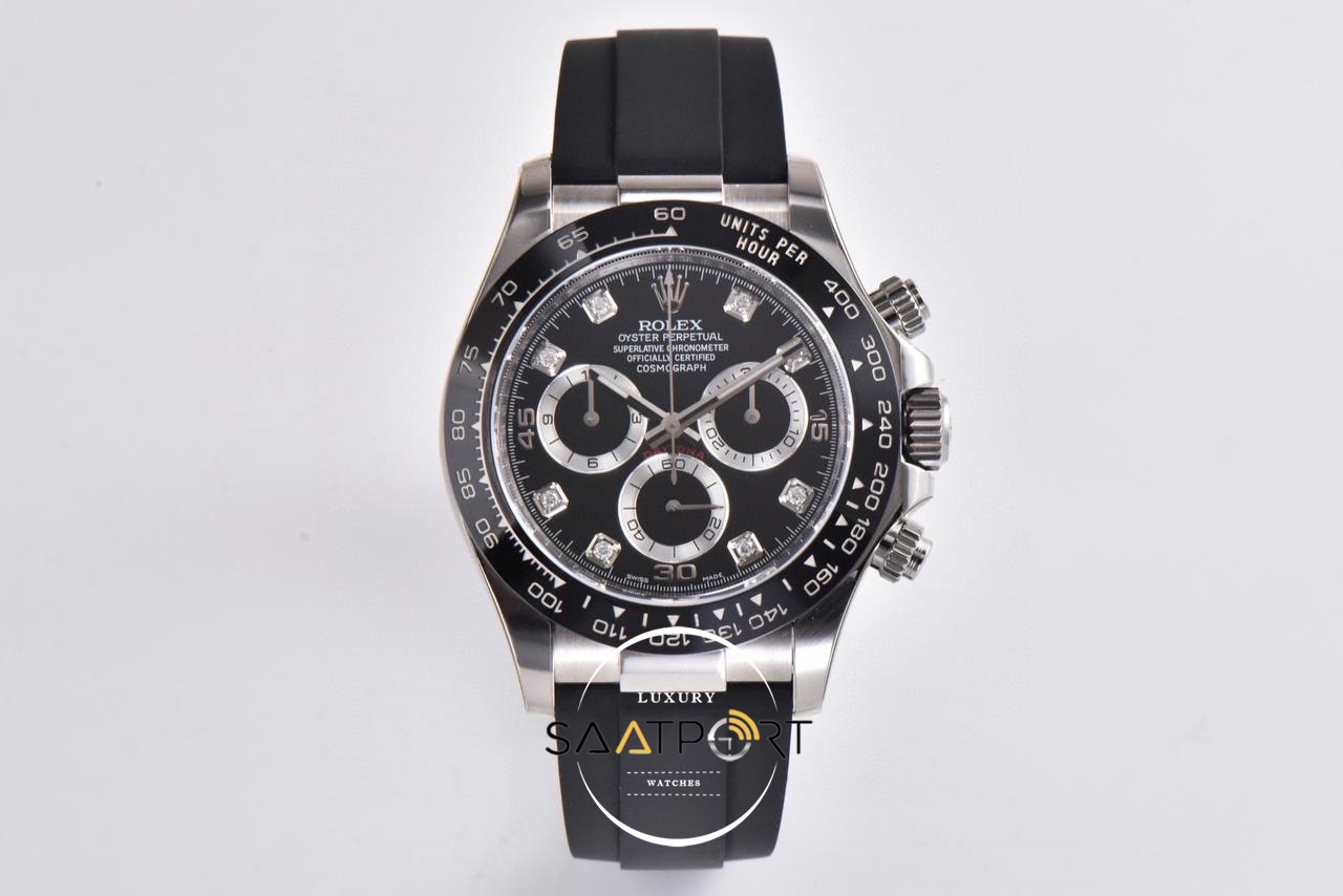 Rolex 116519 Daytona 4130 Clean Factory 40 mm Taşlı Siyah Kadran Super Clone ETA