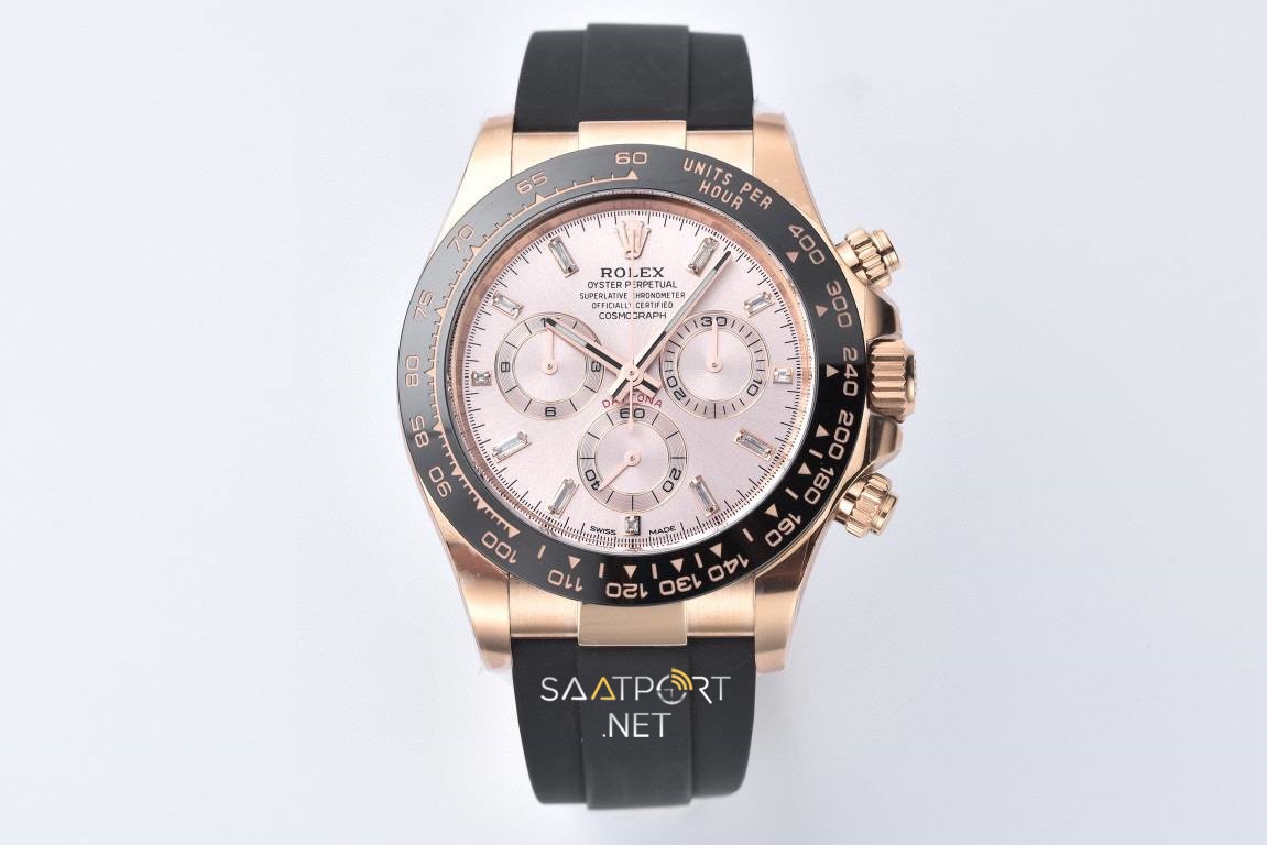 Rolex Daytona 116515 Sunduset Baguette Rose Gold Clean Super Clone Eta