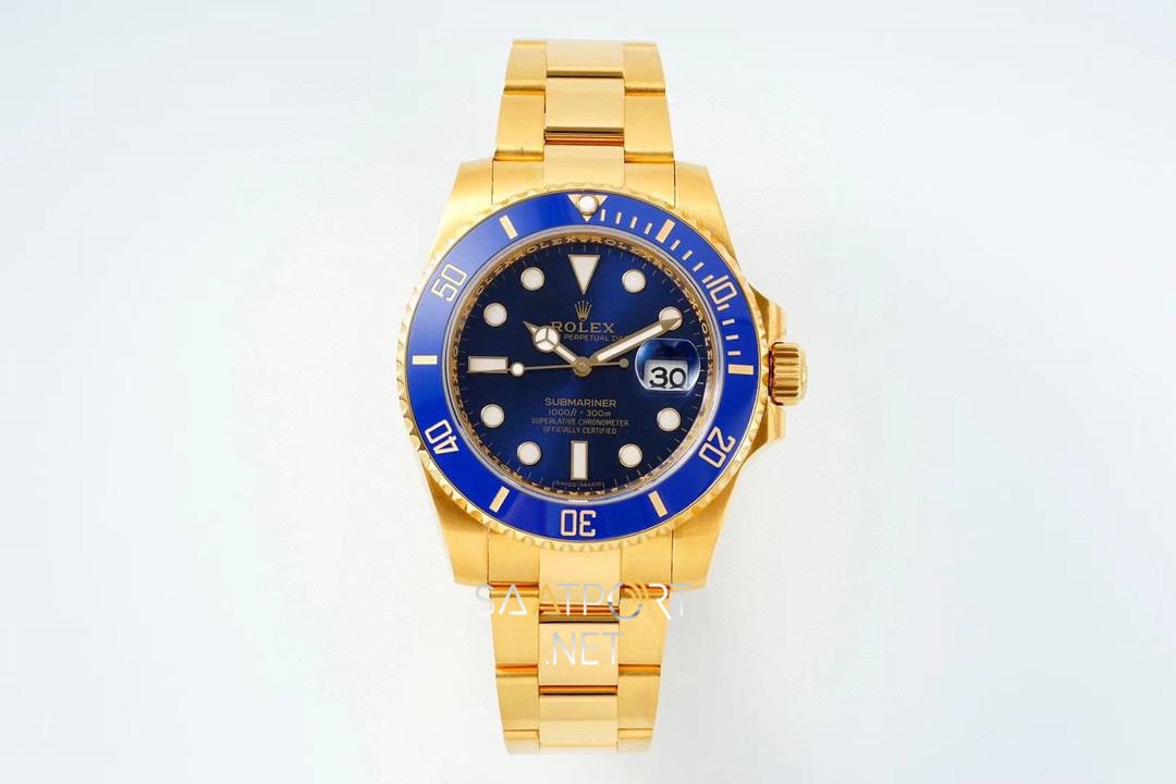 Rolex Submariner 116618LB 18K Altın Kaplama Mavi Kadran Super Clone ETA