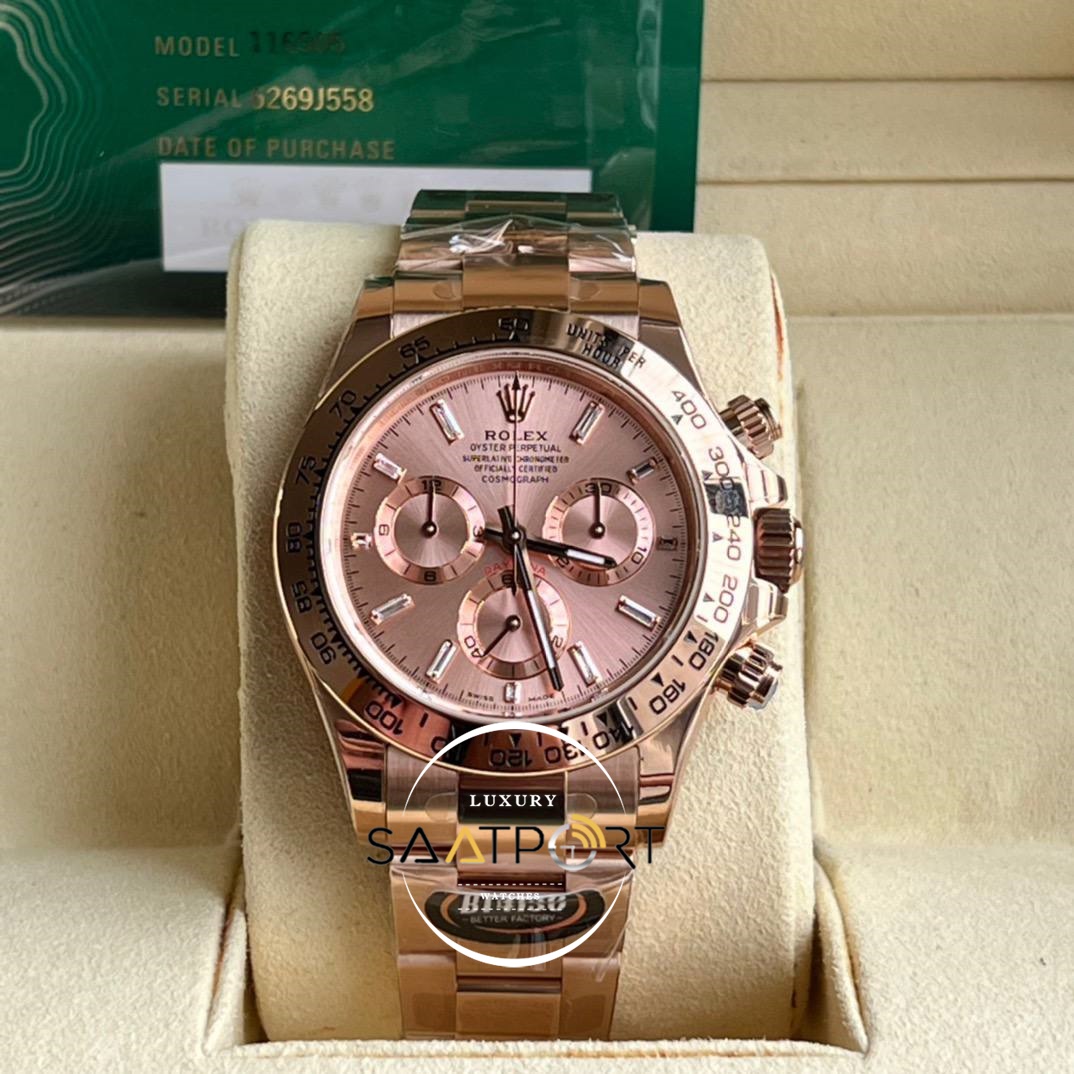 Rolex Daytona 116505 BT Factory Taşlı Pembe Kadran ETA