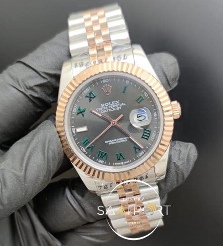 Rolex Saat Datejust Otomatik Oyster Perpetual Roma Rakamlı Kadran Tırtıklı Bezel