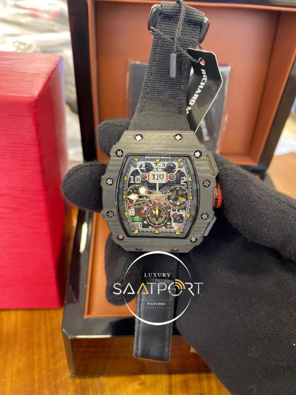 Richard Mille RM Karbon Kasa İskelet Kadran Siyah Kordon