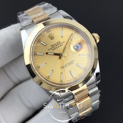 Rolex DateJust 126303 II 41mm GMF Best Edition YG Wrapped YG Sticks Dial on SSYG Oyster Bracelet 3235