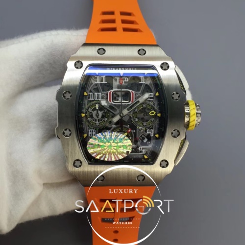 RM11-03 SS KVF Crystal Skeleton Dial on Orange Racing Rubber