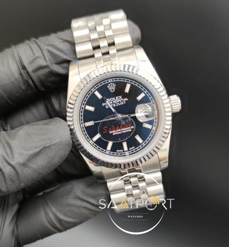 Rolex Datejust Tırtıklı Bezel Siyah Kadran Jubile Kordon Otomatik Mekanizma