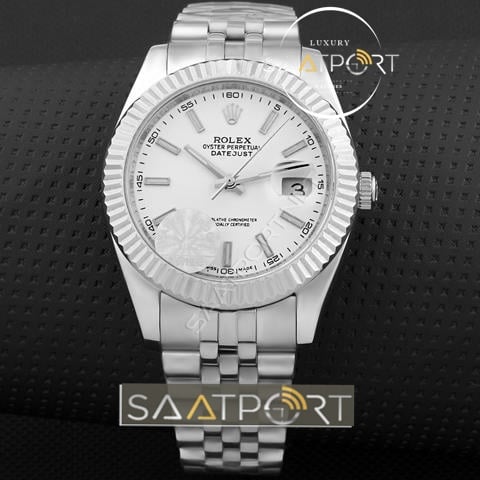 Replika Rolex Datejust Beyaz Kadran Gümüş Kasa