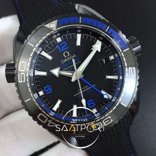 OMEGA Planet Ocean 45.5mm Deep Black blue Real Ceramic VSF Best Edition on Black