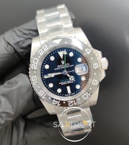 Rolex Saat GMT Master Siyah Kadran Siyah Bezel Çelik Kasa