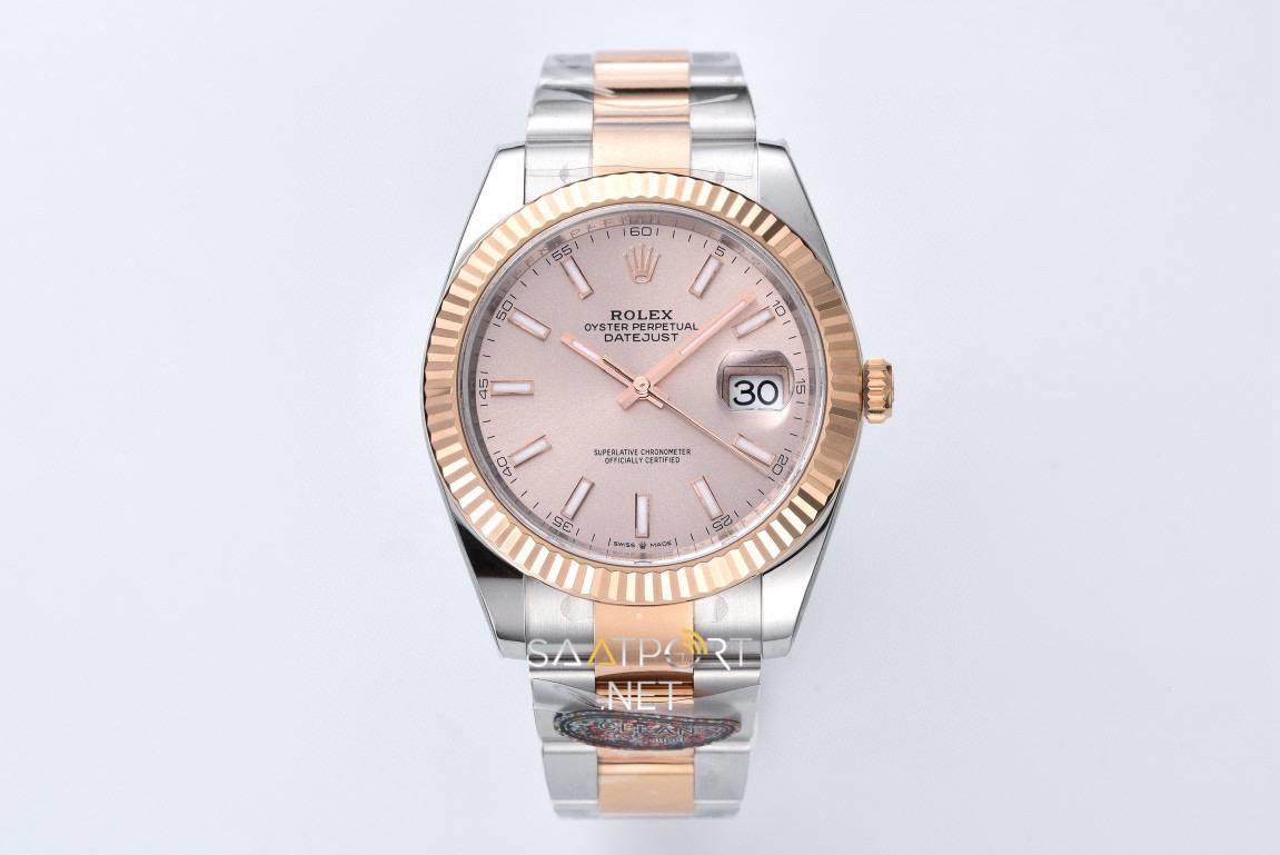 Rolex Datejust 41mm Çelik Rose Altın Sundust 126331 Super Clone Eta clean