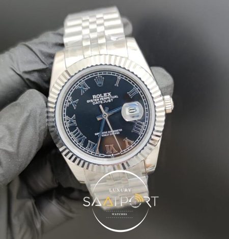 Rolex Saat Datejust Oyster Perpetual Roma Rakamlı Siyah Kadran Jubile Kordon