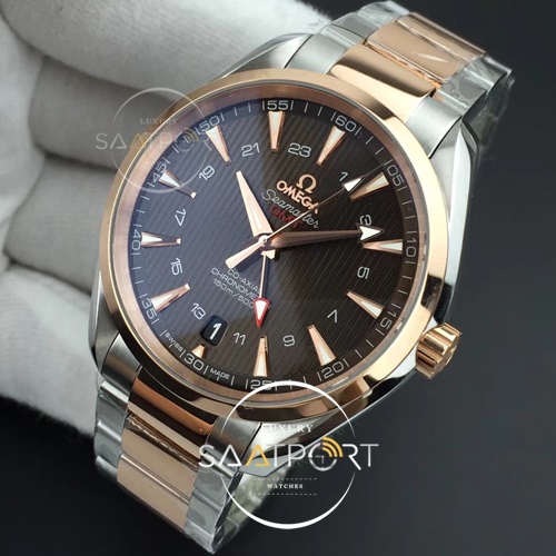 Omega Aqua Terra 150M GMT SSRG VSF  Brown Textured Dial on SSRG Bracelet A8605 Super Clone