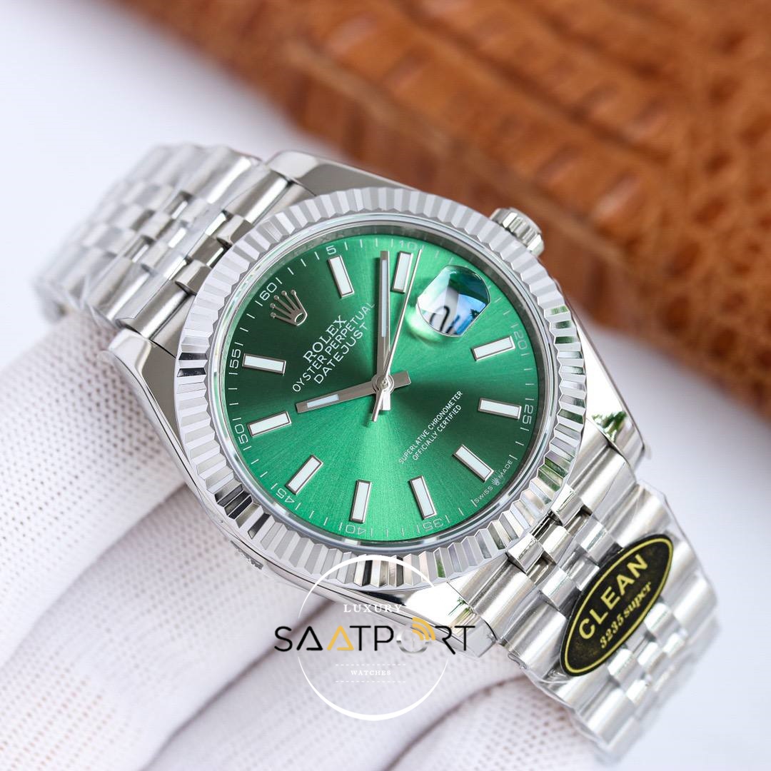 Rolex Datejust 904L Clean Factory 41mm Yeşil Kadran 3235 Super Clone ETA