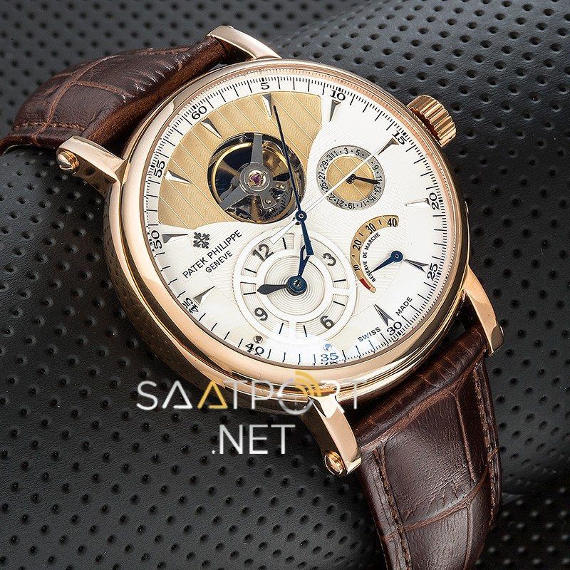 Patek Philippe Moonphase Tourbillon Geneve Kahve Deri Kordon