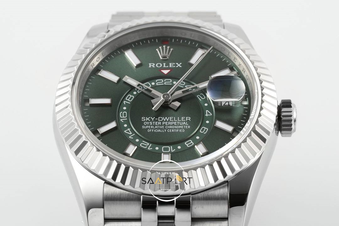 Rolex  Sky Dweller 42 mm Yeşil Kadran Jübilee 336934  Super Clone Eta