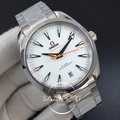 Omega Aqua Terra 150M Master Chronometers VSF  White Dial Orange Hand on SS Bracelet A8900 Super Clone