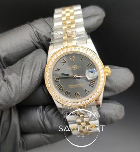 Rolex Datejust Roma Rakamlı Kadran Taşlı Bezel Jubile Kordon Otomatik Mekanizma