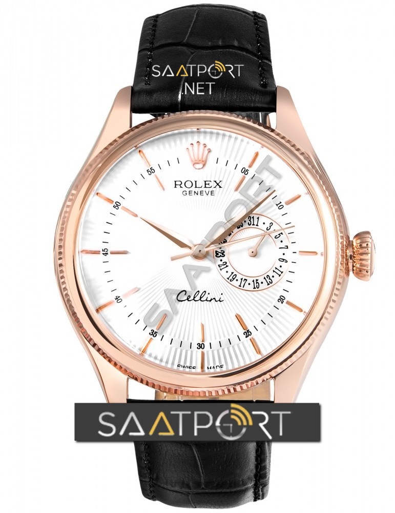 Rolex Cellini Time 50515 Siyah Deri Kordon Rose Kasa