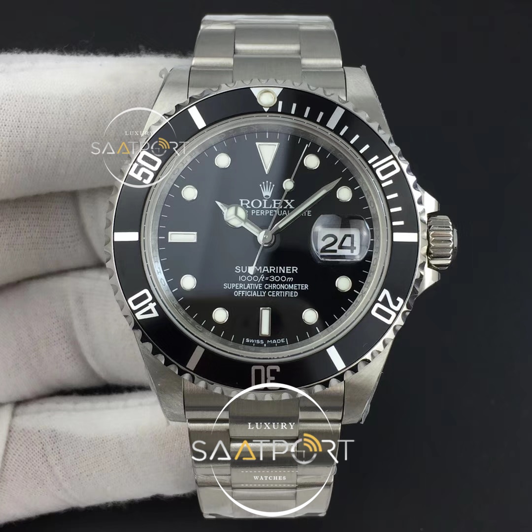 Rolex Submariner 16610 LN Black Rehaut Engraving JF Best Edition SS Bracelet SH 3135